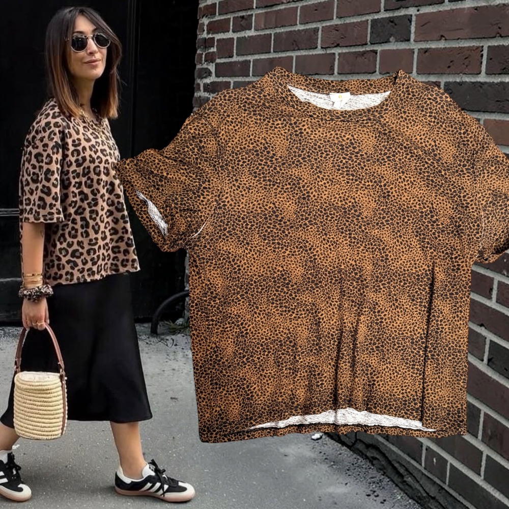 By Together T-Shirt Leopard Print Brown Small